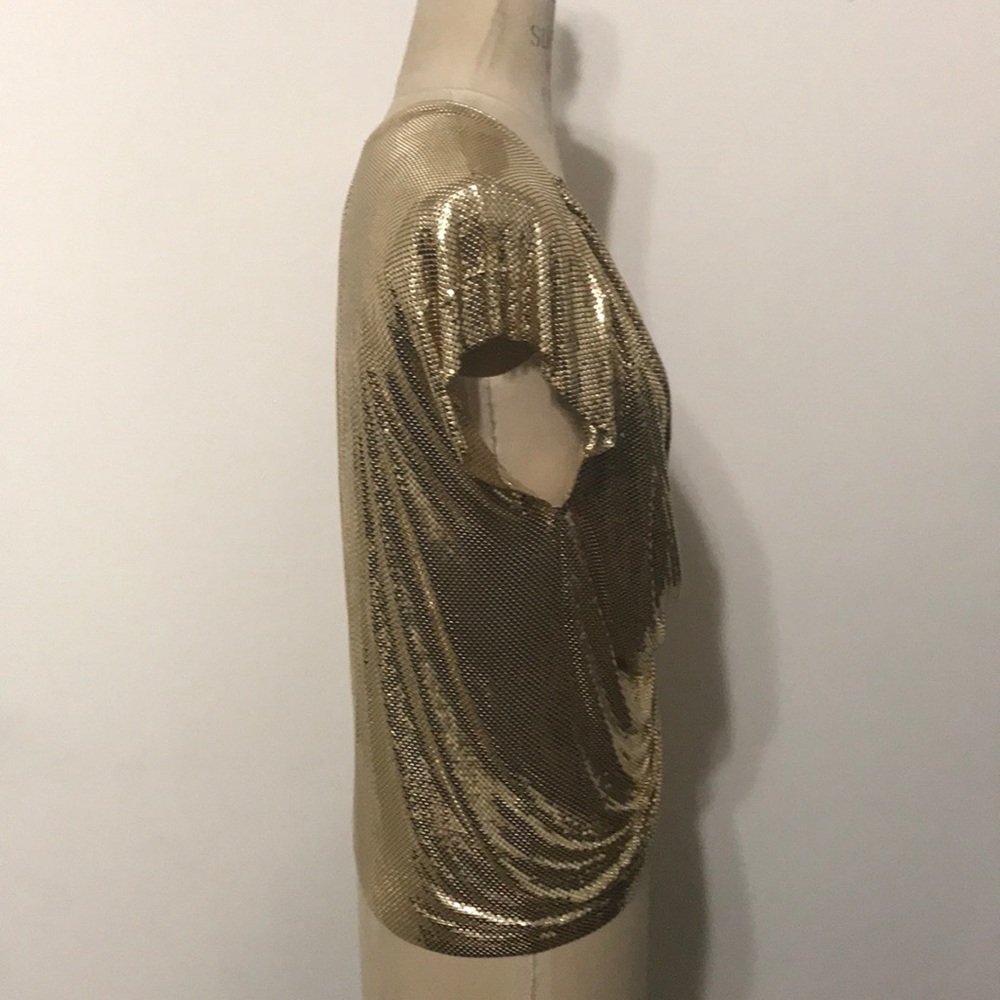 Whiting & Davis gold metal mesh Top Vtg - Picture 4 of 8